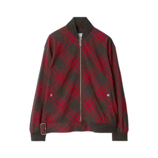 Burberry Checked Belted Waist Bomber Jacket