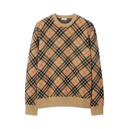 Burberry Checked Knitted Crewneck Jumper