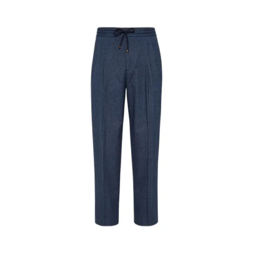Brunello Cucinelli Drawstring Pleated Tapered Trousers
