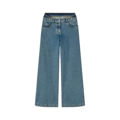 The Attico Logo Patch Straight-Leg Jeans