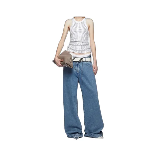 The Attico Logo Patch Straight-Leg Jeans