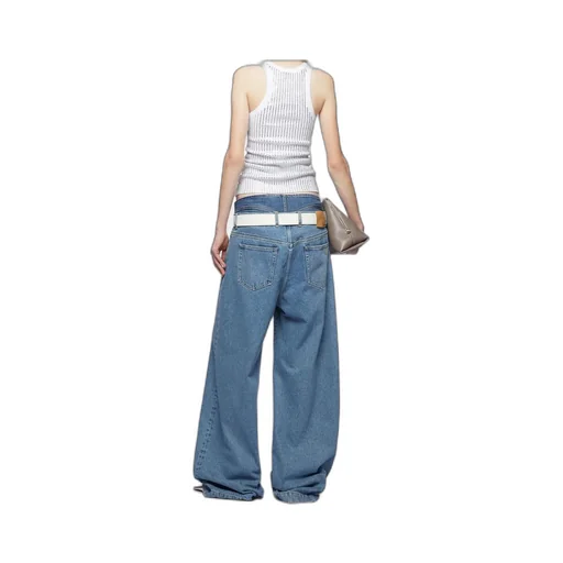 The Attico Logo Patch Straight-Leg Jeans