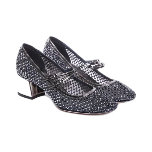 Buckle Round Head Thick Heeled Shoes