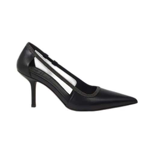 Monili-Trim Cut-Out Leather Pumps