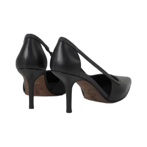 Monili-Trim Cut-Out Leather Pumps