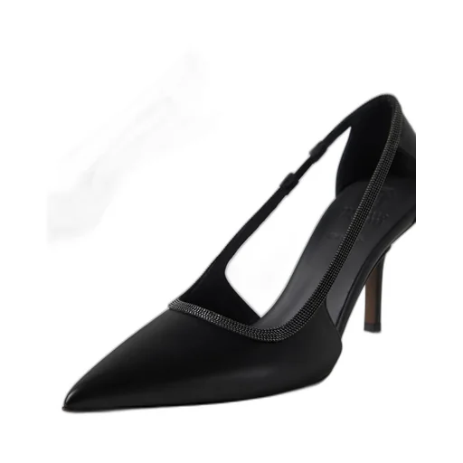 Monili-Trim Cut-Out Leather Pumps
