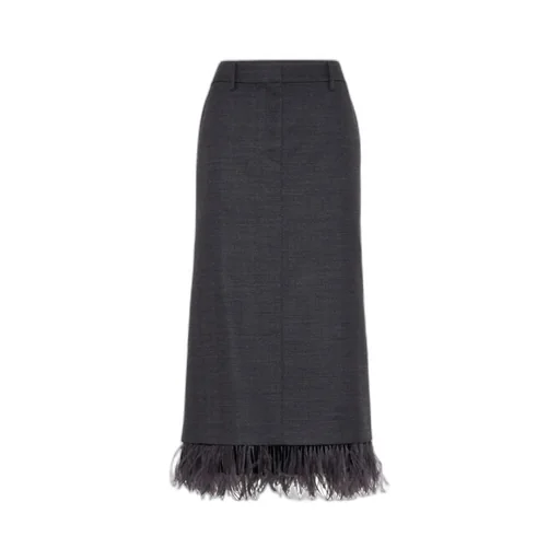 Brunello Cucinelli Fringed Midi Skirt