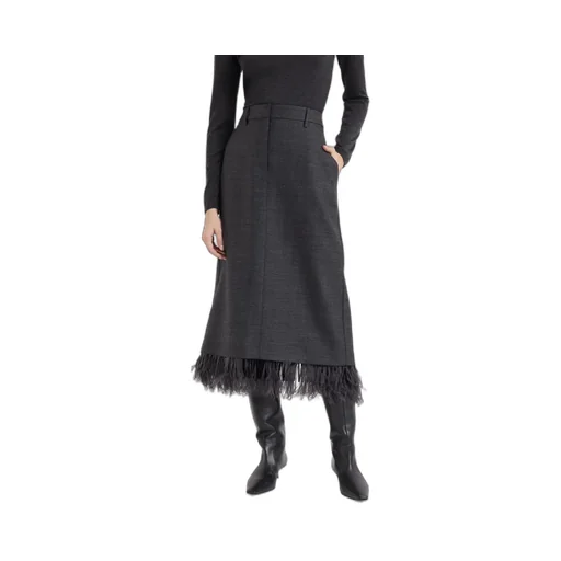 Brunello Cucinelli Fringed Midi Skirt