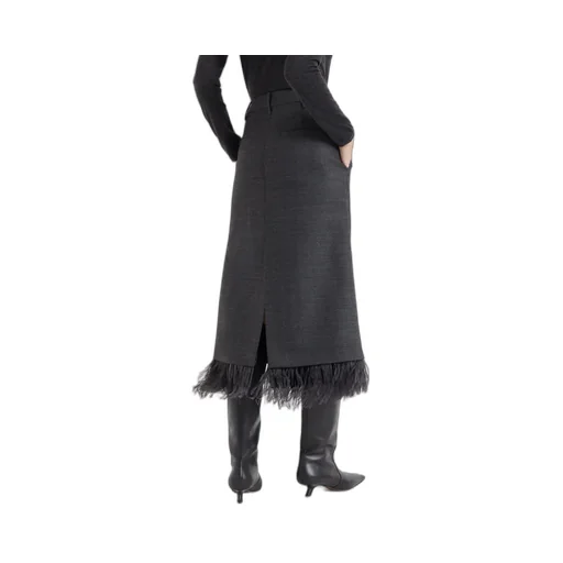 Brunello Cucinelli Fringed Midi Skirt