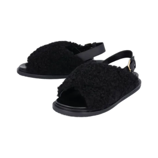 Marni Buckle Detailed Fluffy Sandals