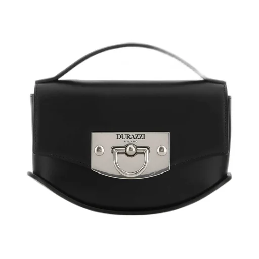 Flip-Lock Leather Shoulder Bag
