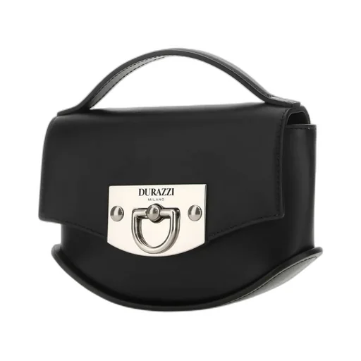 Flip-Lock Leather Shoulder Bag