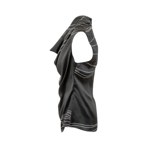 Salvatore Ferragamo Graphic Printed Draped-Neck Sleeveless Top