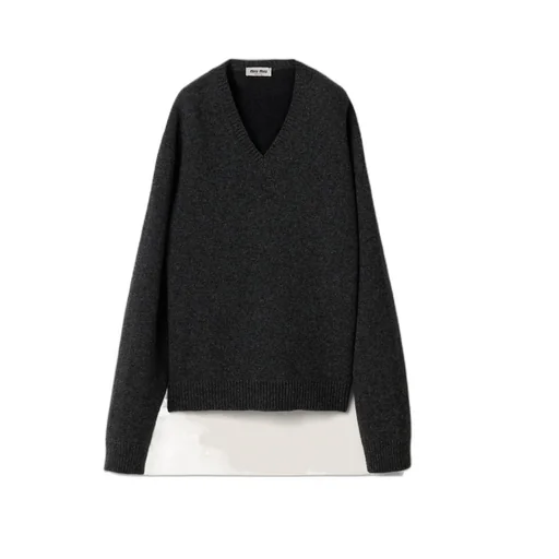 Miu Miu Long-Sleeved V-Neck Knitted Jumper
