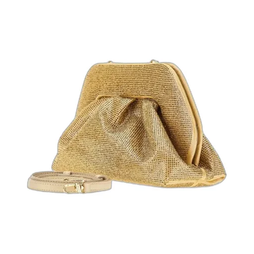 Themoirè Tia Embellished Ruched Clutch Bag