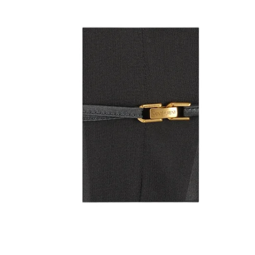 Saint Laurent Belted V-Neck Long-Sleeved Jumpsuit
