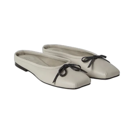 Monili-Bow Leather Mules