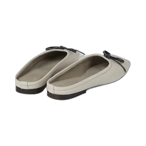 Monili-Bow Leather Mules