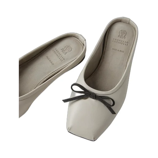 Monili-Bow Leather Mules