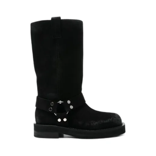 Demi Buckle-Strap Suede Boots