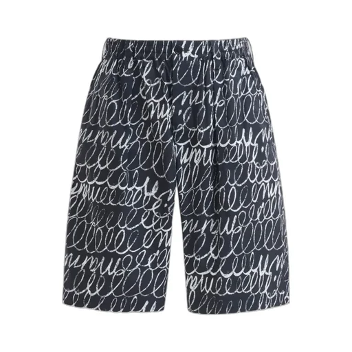 Marni Scribble Motif Poplin Drawstring Shorts