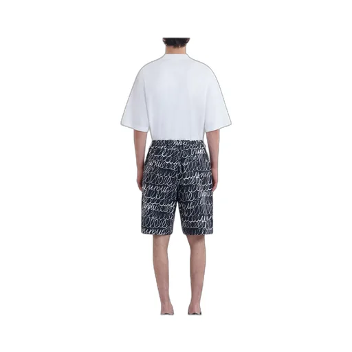 Marni Scribble Motif Poplin Drawstring Shorts