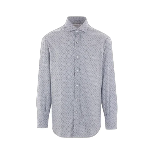 Brunello Cucinelli Geometric Printed Curved Hem Shirt