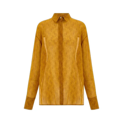 Salvatore Ferragamo Gancini Jacquard Semi-Sheer Shirt