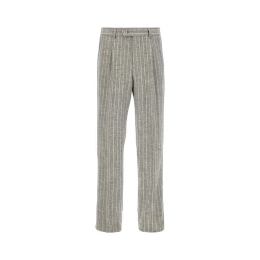 Brunello Cucinelli Striped Tapered Pleated-Detail Trousers