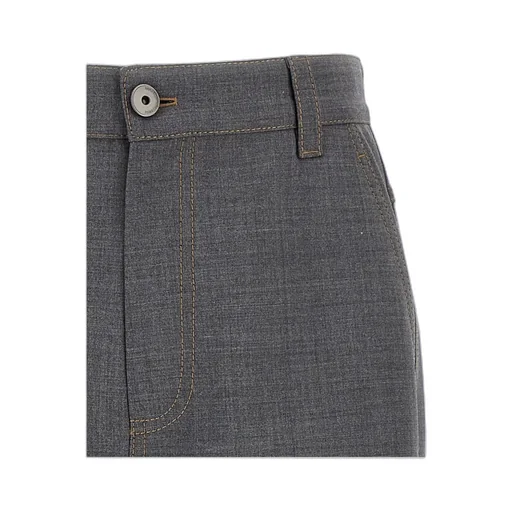 Brunello Cucinelli Logo Patch Wide-Leg Pants