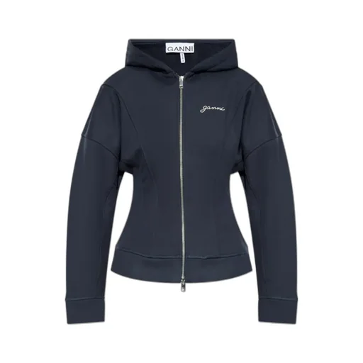 Ganni Logo Embroidered Zipped Hoodie