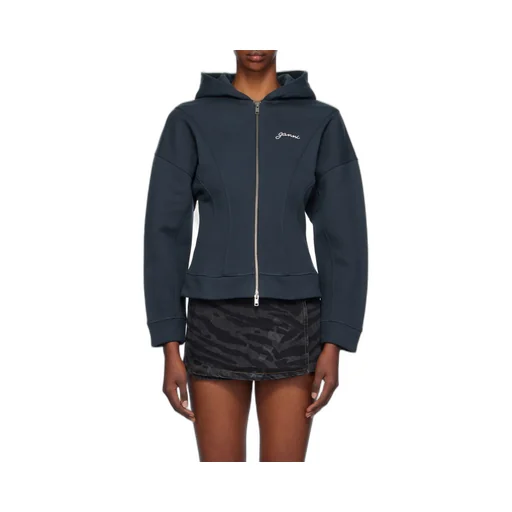 Ganni Logo Embroidered Zipped Hoodie
