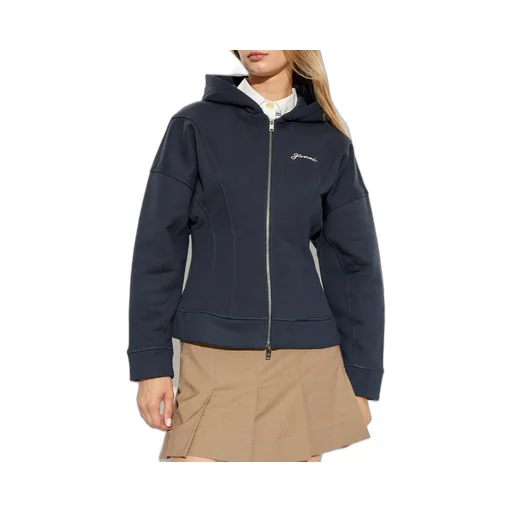 Ganni Logo Embroidered Zipped Hoodie