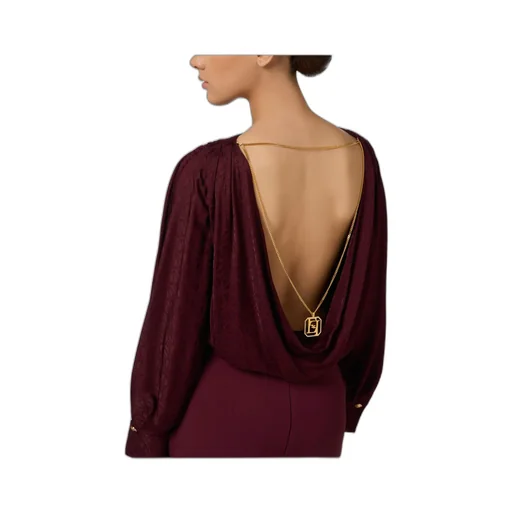 Elisabetta Franchi Jacquard Satin Bodysuit-Style Blouse