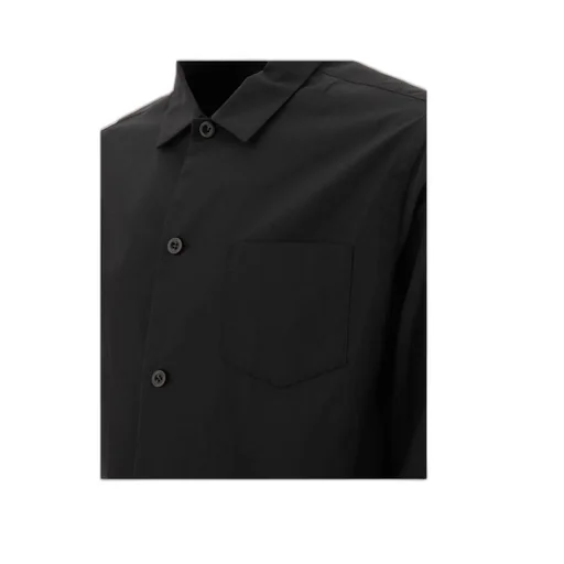 Pleated Button-Up Shirt