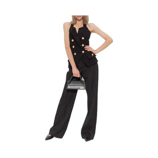 Balmain Double-Breasted Sleeveless Halterneck Top