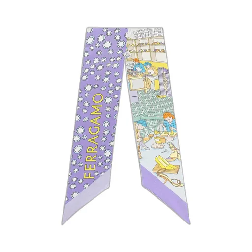 Salvatore Ferragamo Pattern-Printed Pointed Tip Bandeau Scarf