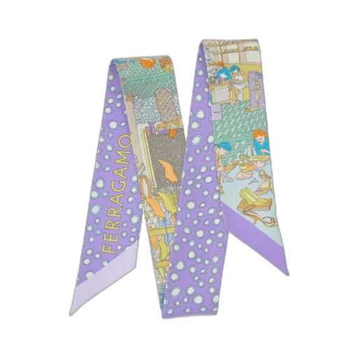 Salvatore Ferragamo Pattern-Printed Pointed Tip Bandeau Scarf