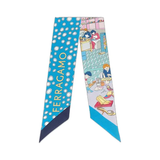 Salvatore Ferragamo Pattern-Printed Pointed Tip Bandeau Scarf