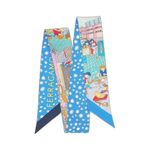 Salvatore Ferragamo Pattern-Printed Pointed Tip Bandeau Scarf
