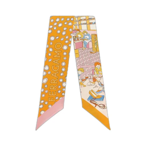 Salvatore Ferragamo Pattern-Printed Pointed Tip Bandeau Scarf