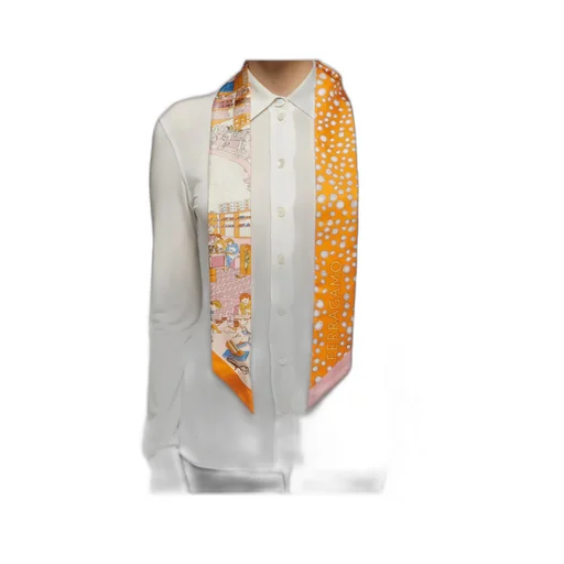 Salvatore Ferragamo Pattern-Printed Pointed Tip Bandeau Scarf