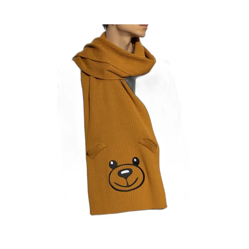Moschino Bear Embroidered Knitted Scarf