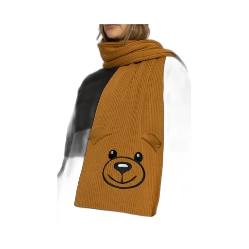 Moschino Bear Embroidered Knitted Scarf