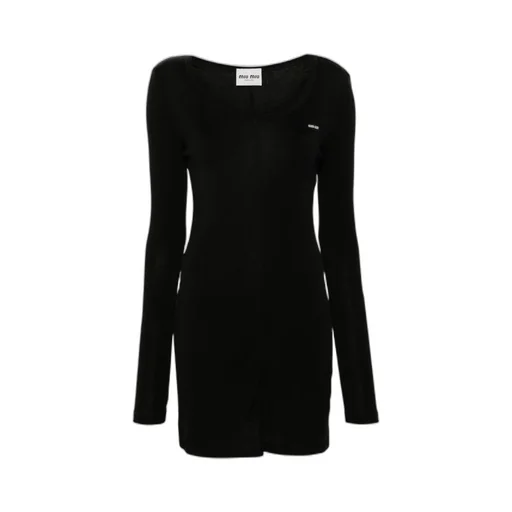 Miu Miu Logo-Patch Long-Sleeved Mini Dress