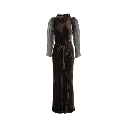 Stephan Janson Sheer Sleeve Maxi Dress