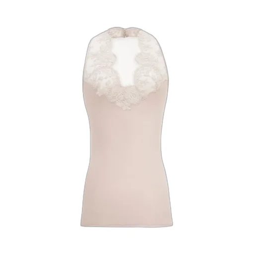 Halter Top In Silk Charmeuse And Lace