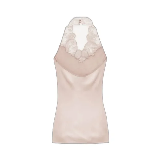Halter Top In Silk Charmeuse And Lace