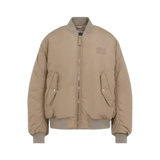 Miu Miu Logo-Patch Zipped Bomber Jacket