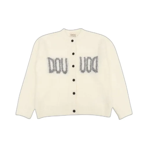 Douuod Kids Logo-Intarsia Knitted Cardigan